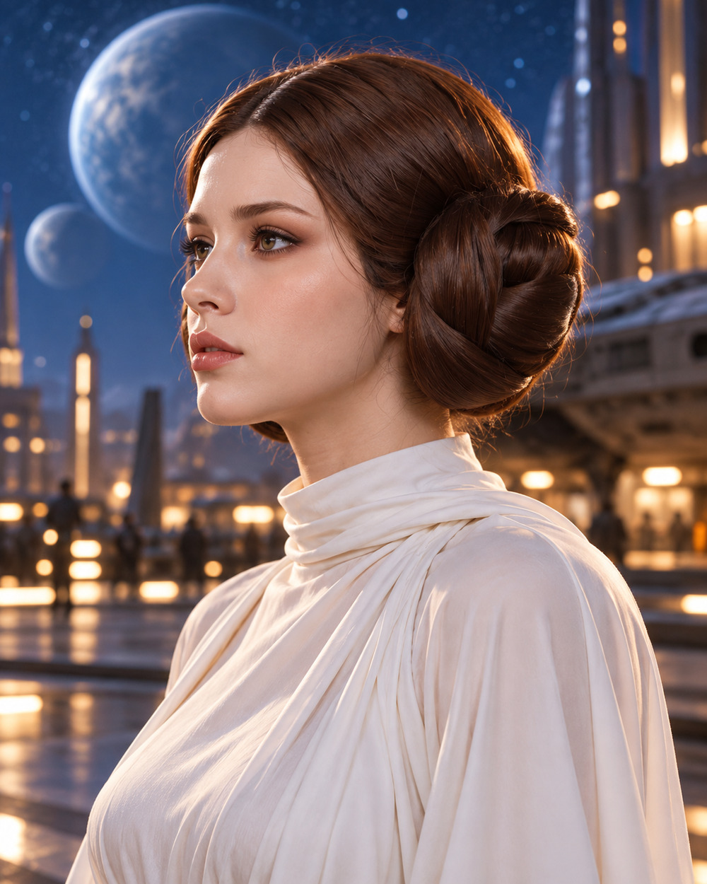 Princess Leia Cosplay Wig 3 Piece Star Wars Halloween Convention Costume